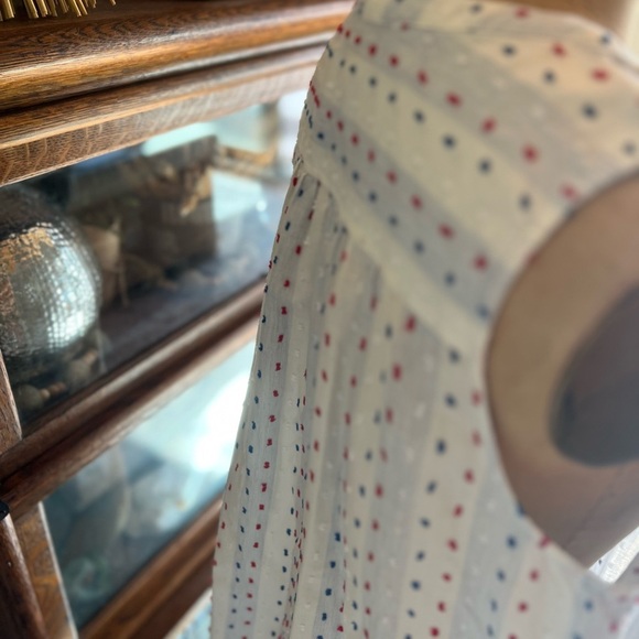 LOFT red, white and blue button down sleeveless Swiss dot top medium - Picture 7 of 8
